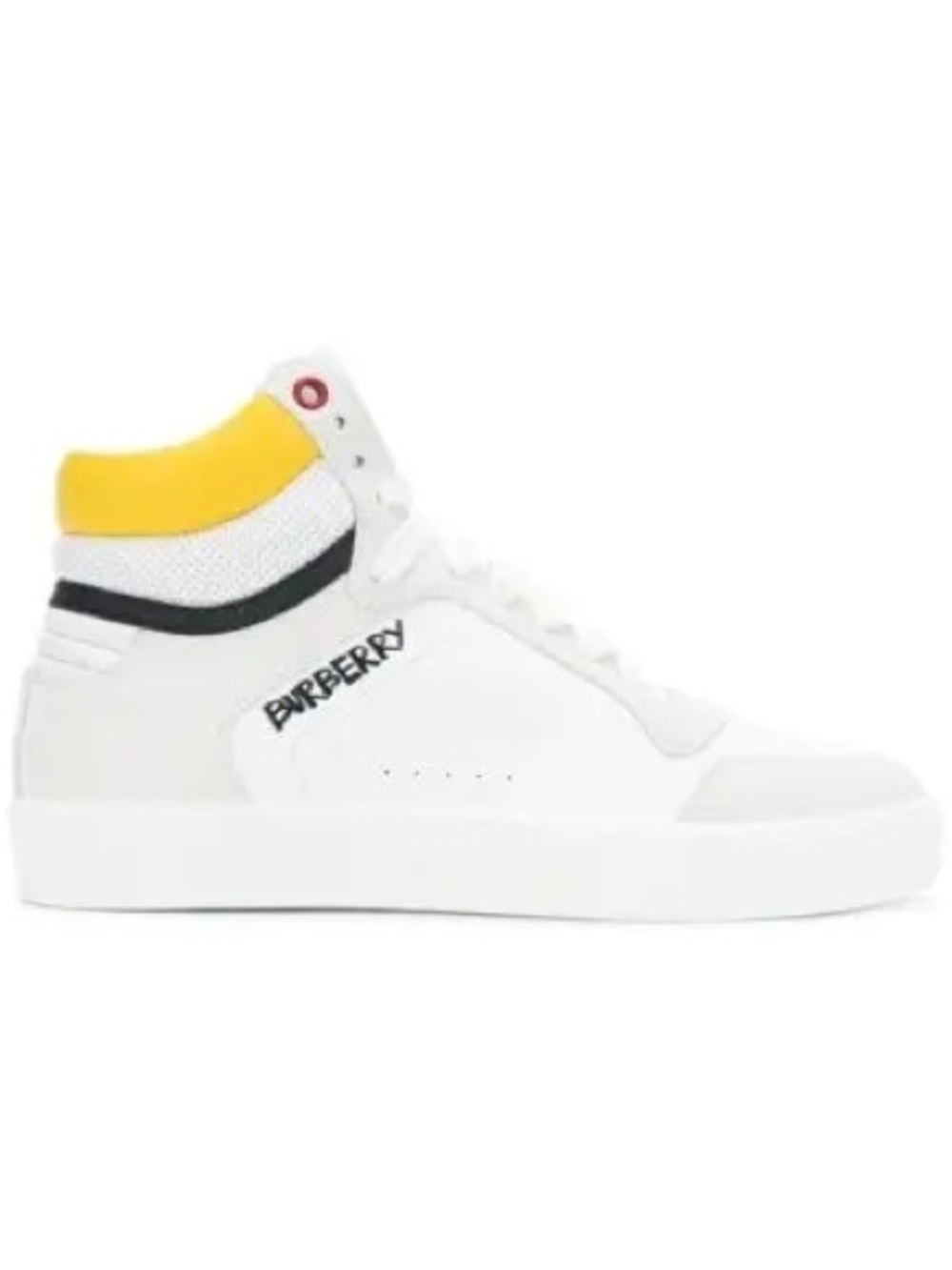 AUTHENTIC! Burberry Reeth White High-Top Sneaker with Yellow and Black Accents